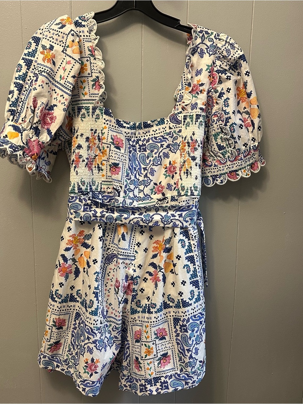 FARM Rio White Multi Floral Print Short Sleeve Romper - Picture 8 of 9